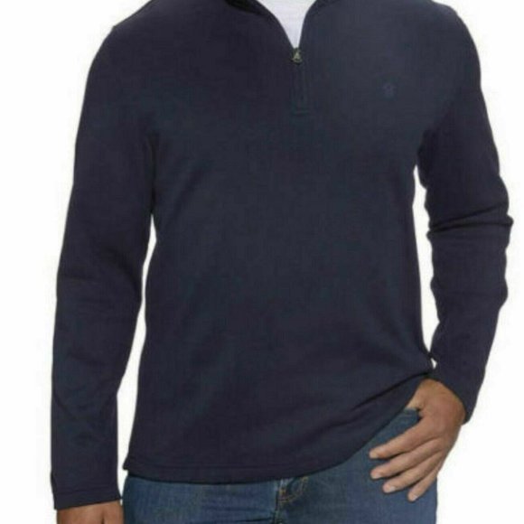 Men's IZOD Classic-Fit Sweater Fleece Quarter-Zip Pullover Blue - Picture 1 of 3